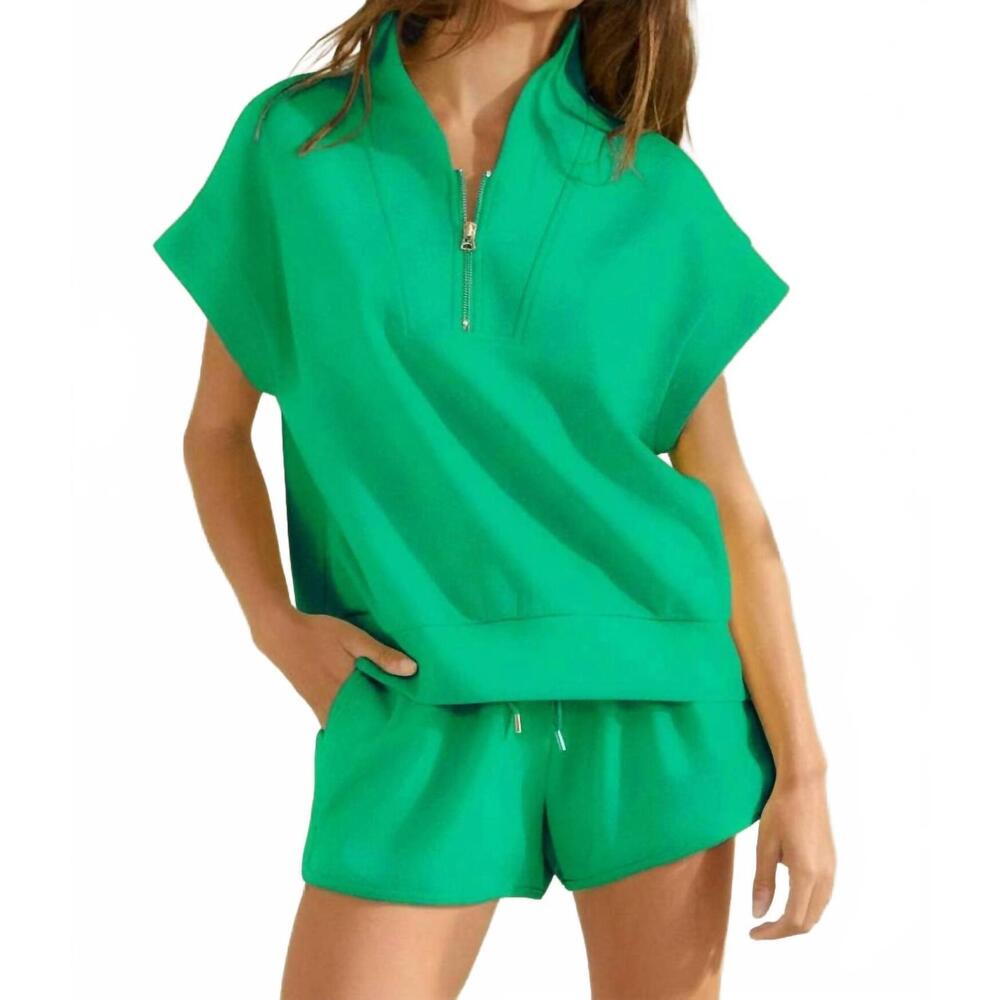 NEW BUCKETLIST half zip-up top in green